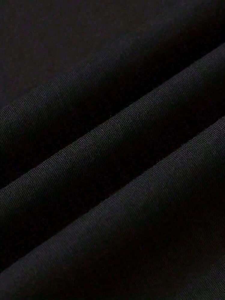 Camiseta de manga corta para hombre de verano,% poliéster, estilo versátil, ajuste amplio, peso 180 gramos, 1 pieza - Negro - Añade 5