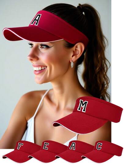 1pc Personalized A-Z Letter Breathable Sunshade Hat, Lightweight Adjustable Sunhat For Women, UV Protection, Suitable For Sports, Vacation And Daily Summer Outfits