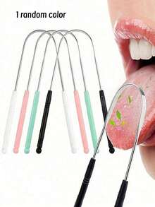 Bộ 1/2/3 dụng cụ cạo lưỡi, chuyên dụng để loại bỏ hơi thở hôi và vết ố trên răng - Dụng cụ làm sạch lưỡi bằng kim loại. - Nhiều màu - Xem 8