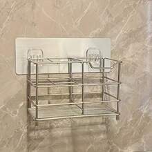 5-Slot Stainless Steel Bathroom Toothbrush Holder, Multi-Function Organizer For Toothpaste, Razor, Makeup Brushes, Pencils, Paintbrushes And More - Silver - View 4