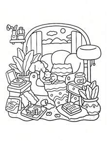 1 Piece Comfortable Corner Coloring Book For Adults And Children, Learning Supplies, Toys, Back To School Essential, Bold Simple Design, Relaxing Coloring Book - Multicolor - View 4
