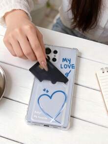 1 pieza Funda de teléfono transparente con bolsillo para tarjeta y amortiguador de aire con diseño de corazón azul, compatible con Apple 17 Pro Max, 17 Air, 17 Pro, 17, 16 Pro Max, 16 Plus, 16 Pro, 16, 15 Pro Max, 15 Plus, 15 Pro, 15, 14 Pro Max, 14 Plus, 14 Pro, 14, 13 Pro Max, 13 Pro, 13, 12 Pro Max, 12 Pro, 11 Pro Max, 11 Pro, 11, XS Max, XR, X/XS, 7 Plus, 8 Plus, y Galaxy S10, S21, S22, S23, S24, S25, S26, Note20 - transparente - Ver 2