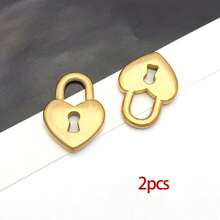 2 chiếc mặt dây chuyền hình trái tim bằng thép không gỉ, mặt dây chuyền hình chìa khóa kim loại, phụ kiện trang sức để tự làm vòng cổ, vòng tay, bông tai. - Vàng - Xem 27