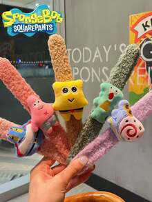 SpongeBob SquarePants SquarePants 1 Cute Anime Cartoon Character Theme Party Pop Ring, Creative Bracelet Series Pop Ring, Random Color And Style, SquarePants, - Multicolor - View 1