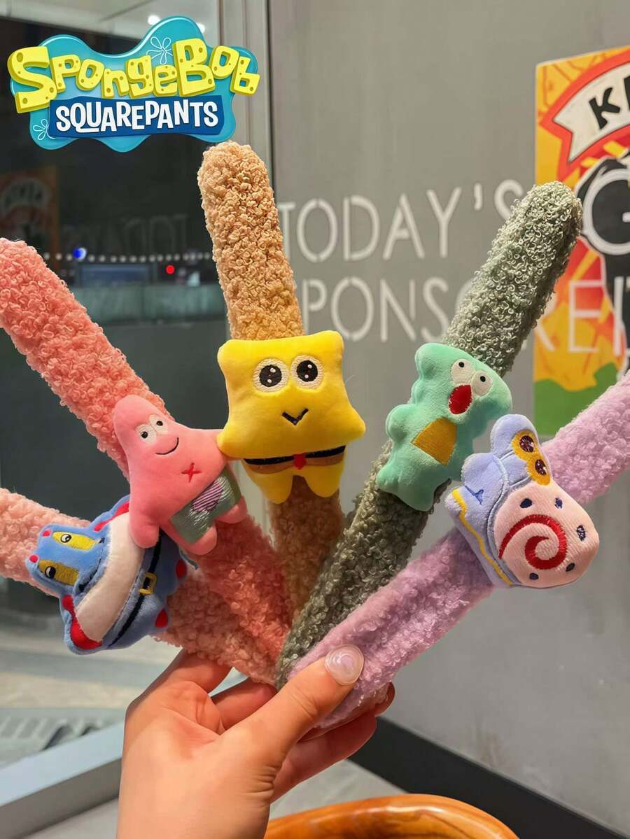 SpongeBob SquarePants SquarePants 1 Cute Anime Cartoon Character Theme Party Pop Ring, Creative Bracelet Series Pop Ring, Random Color And Style, SquarePants, - Multicolor - View 1