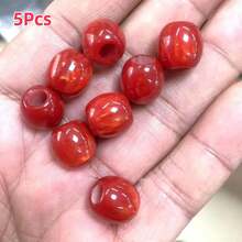 20颗 CHUPU 12mm 大孔树脂桶珠，适用于 DIY 首饰制作 - 多种颜色（白色、米色、棕色、绿色），带有大理石纹理和斑点图案 - 非常适合制作手链、项链和工艺品，抛光质感珠子，CHUPU - 彩色 - 查看 21