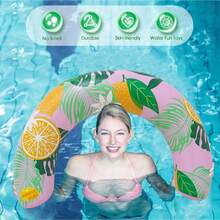 1 Set - High-Quality Transparent Thick PVC Adult Inflatable Swimming Ring, U-Shaped Inflatable Armpit Swimming Ring With Fruit Print, Adult Inflatable Floating Ring, Swimming Pole - Multicolor - View 5