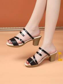 ABZT Giày sandal cao gót màu đen trơn thời trang mùa hè cho nữ, dép lê casual ngoài trời, giày Sweet Mother. - màu đen - Xem 6