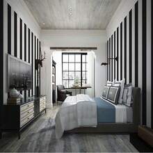 1 Roll Black & White Vertical Stripe PVC Self-Adhesive Wallpaper, Waterproof Wear-Resistant Removable Sticker For Living Room Bedroom Wall, Desk, Cabinet, Easy To Install DIY Wall Paper, 40CM*500/300/100CM - Black and White - View 7