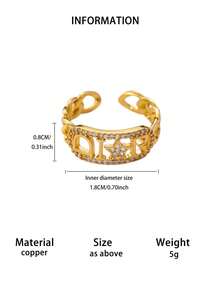 1 Set Luxury Retro 18K Gold Plated Zirconia Multi-Style Stackable Rings, Suitable For Daily Wear, Commute, And Dates - Yellow Gold - View 13