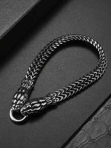 1件复古朋克风不锈钢双蛇头手链 男士个性化吊坠 派对宴会饰品 - 時尚 - 查看 5