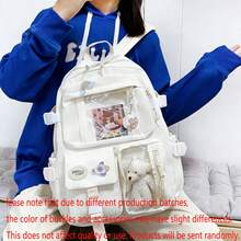 2025 Cute Women's Backpack, Waterproof Multi-Pocket Nylon Student Backpack, Cute Laptop Notebook Bookbag, Random Color Buckle - Beige - View 6