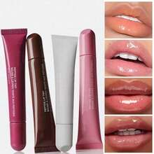 4pcs Plumping Lip Gloss, Lightweight, Pigmented, And Moisturizing. Four Colors, Various Lip Gloss Options, Keeps Lips Hydrated, Suitable For All Skin Types, Perfect For Creating Different Makeup Looks. - Strawberry - 查看 2