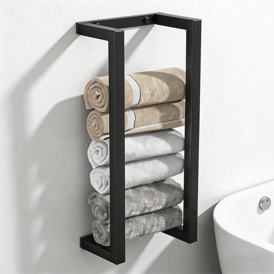 Curly Towel Rack, Bathroom Towel Rack, Wall-Mounted Metal Bathroom Storage Rack, Modern Small Space Bathroom Towel Rack Wall-Mounted Towel Storage Rack - Multicolor - View 1