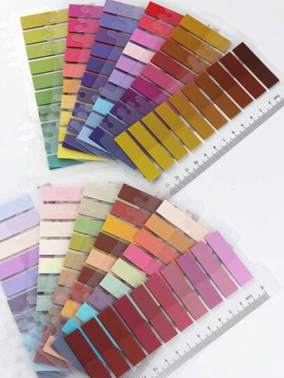 2400 قطعة، 12 طراز ملصقات مذكرة شفافة من البولي إيثيلين التيرفثالات (PET) بألوان أحادية عتيقة بسيطة، لوازم مكتبية للطلاب، 12 طراز متنوع