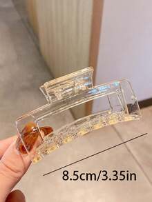 3pcs Minimalist Transparent Rectangle Hair Clips, Decorative Hair Clips, Hair Accessories, School Supplies, Women's Autumn/Winter Hair Accessories, Women's Summer Beach Vacation Outfit Vacay Claw Clips Beach Hair Claws,Travel,Birthday - Multicolor - View 5