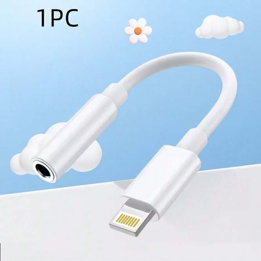 1/3pcs Aux Audio Adapter Earphone Connector Compatible With IPhone 14 Series/13/12/11/XS/XR/8/7/6, - 白色 - 查看 1