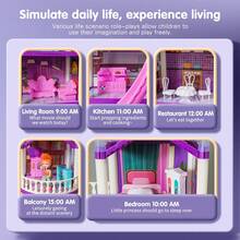 UINLE Baby Princess Castle Dollhouse DIY Assembly Toy Set, 2/3/4/5-Story Princess Villa, Including Bedroom, Kitchen, Swimming Pool And Other Functional Areas, Equipped With Glowing Pillars And Slide, An Ideal Choice For Holiday Gifts - Multicolor - View 3