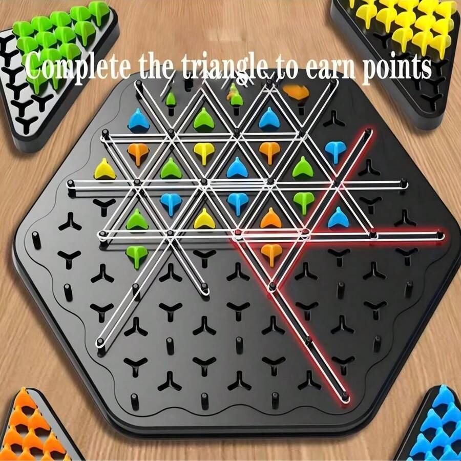 1 Set Kettenreaktionsspiel in Zufallsfarbe, geeignet für 2-4 Spieler, für Kinder, Erwachsene und Familien, Gummiband-Spiel, interaktives Familien-Puzzle-Spiel, Reise-Brettspiel (Spielanleitung nicht enthalten)