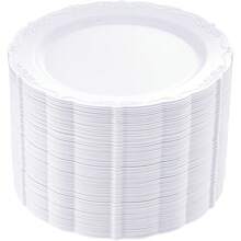 DaYmi 60PCS White Plastic Plates, Heavy Duty White  Plates Premium 10inch Dinner Plates Hard Plastic Plates  For Party Wedding Bridal Shower Variant 2 - A White - View 1