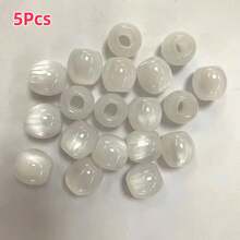 20颗 CHUPU 12mm 大孔树脂桶珠，适用于 DIY 首饰制作 - 多种颜色（白色、米色、棕色、绿色），带有大理石纹理和斑点图案 - 非常适合制作手链、项链和工艺品，抛光质感珠子，CHUPU - 彩色 - 查看 16