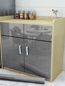 1卷银色不锈钢纹理壁纸，适用于防潮柜、冰箱、消毒柜、家具装饰贴纸、背胶壁纸、橱柜门贴纸、厨房墙柜、防油保护膜、家居装饰墙贴，装点您的家 - 深灰色 - 查看 10