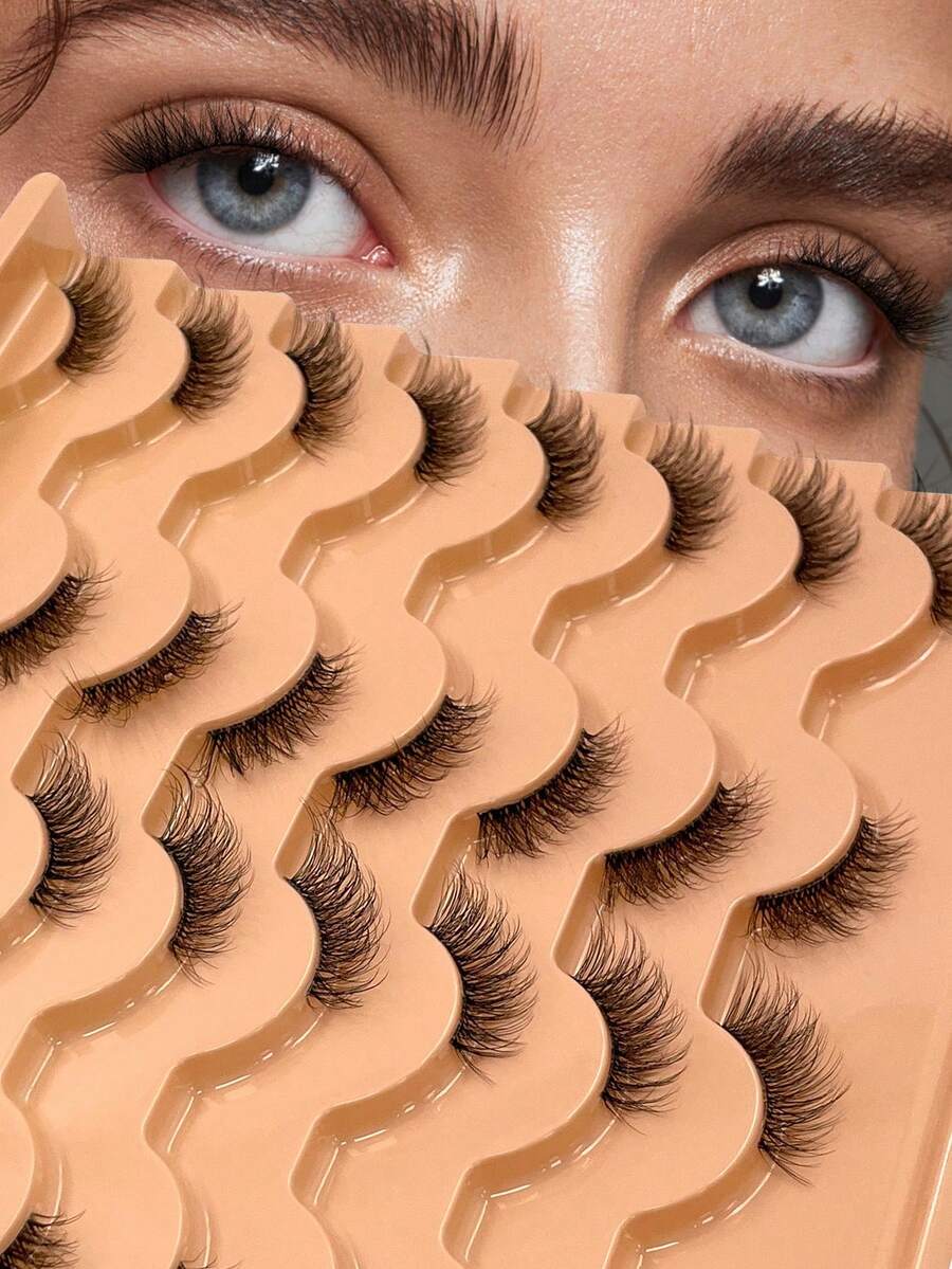 16 Pairs ENCHUW Soft Transparent Cat Eye False Eyelashes, Daily Makeup Tool For Eyelash Extension - Black - View 1