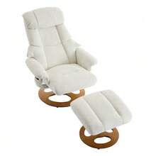Comfortable Reclining Armchair 025 With Massage And Heating Functions, Tilt And Footrest, 360° Swivel, White Chenille Upholstery. Original Reference: W2087P294007 - A - View 6