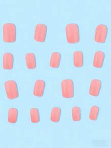 24pcs Short Square Pink Solid Color Nail Art Set, Suitable For Party, Wedding Or Daily Wear Press On Nails - Baby Pink - View 4