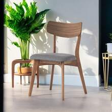 Christopher Knight Home ®   Sillas de Comedor Tapizadas con Estructura de Madera de Nogal Estilo Mid-Century (Juego de 2) (Gris Oscuro) RR - Gris oscuro + Nogal + Tela + Madera de caucho - Ver 5