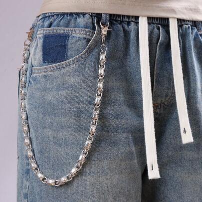 1pc New Accessory Alloy Skull Pant Chain, Fashionable Hiphop Punk Style Waist Chain For Jeans