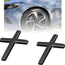2PCS Cross Car Decals, Metal Jesus Cross Badge Stickers, 3D Individual Car Cross Emblem Decal, For Auto Trunk Body Tailgate Side Fenders, Auto Decoration - 黑色2PCS - 查看 2