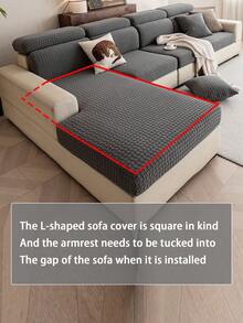 1件装毛绒提花防滑沙发座垫套，柔软亲肤，防宠物抓挠，弹性设计，适用于L型沙发和1/2/3/4座沙发，四季皆宜（单独出售） - 深灰色 - 查看 5