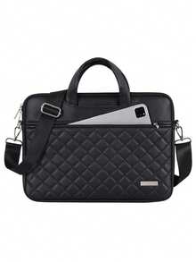 Túi xách nữ họa tiết hình thoi, đựng laptop 13/14/15 inch, có lớp lót bên trong chống sốc và chống rơi. - màu đen - Xem 8