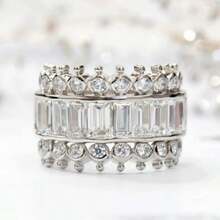 Luxury Fashion Multi-Row Synthetic Cubic Zirconia Wide Band Ring, Handmade Jewelry Suitable For Parties And Gatherings, Perfect Gift For Women - Silver - View 1