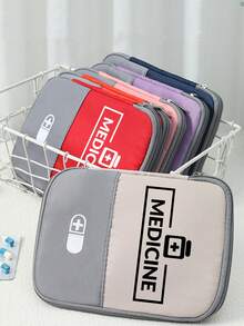 Portable "Medicane" Patterned Medical Bag, Compact First Aid Kit For Camping, Travel And Home Use, Convenient Medication Pouch, Emergency Pack, Available In Multiple Colors, Essential For Health-Conscious People, Ideal Gift For Birthday, Holiday, Party, Mother's Day, Back To School - Multicolor - View 3