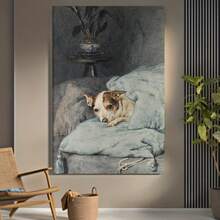 Cuadro 2D plano, 2D plano, 1 pieza con marco, con diseños florales vintage y de mascotas, perfecto para decorar tu sala de estar, dormitorio, oficina, cocina o baño. Utiliza un método de "despegar y pegar" que no dañará tus paredes y se puede reubicar fácilmente. - Enmarcado - Ver 5
