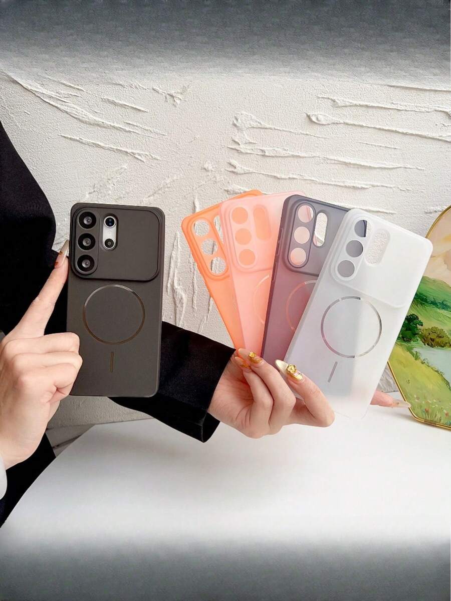 Ốp lưng điện thoại từ tính mỏng, mờ, bán trong suốt. Kiểu dáng thời trang và tiện dụng, giúp hiển thị diện tích màn hình rộng rãi. Tương thích với các dòng Galaxy S26, S25, S24 Plus, Ultra, A15, A16, A17, A25, A26, A35, A55, A56 và A57. - Hồng - Xem 1