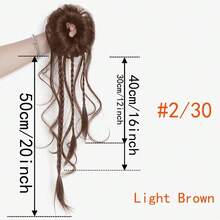 传统汉服假发 - 古风侧扎龙须发髻，配以扭辫和卷曲马尾，旗袍服饰发饰，适用于中国新年、文化活动（含可调节头箍） - 彩色 - 查看 10