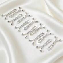 12 piezas de Clips para Bufandas de Mujer, Elegantes Alfileres de Seda para Bufandas, Clips en Forma de U, Alfileres de Agarre Fuerte, Adecuados para Bufandas, Vestidos de Boda y Accesorios Decorativos de Chales. - Blanco - Ver 2