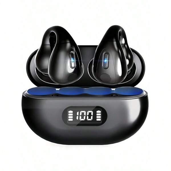 Neue kabellose Clip-On Ohrhörer für den Herbst, Bluetooth Ohrstöpsel mit digitalem Ladeetui, offenes Ohrendesign für Sport, Laufen, Fitness, Büro, 200mAh Akku