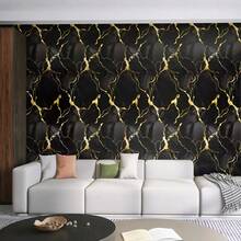 1 Cuộn Giấy Dán Tường Tự Dẹp Họa Tiết Vân Đá, Có Thể Tháo Rời, Thích Hợp Cho Tường, Mặt Bàn, Ngăn Kéo, Chống Thấm Nước và Chống Mòn, Lý Tưởng Cho Trang Trí Nhà Thuê, Không Để Lại Vết Bẩn, Trang Trí Tường - màu đen - Xem 14