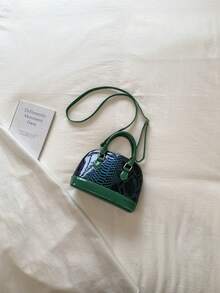 Túi xách kiểu vỏ sò họa tiết da rắn mới, túi đeo vai chéo thời trang dành cho nữ. - màu xanh lá - Xem 8