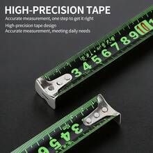 1pc High-Tech Glow Fluorescent Steel Ruler - Heavy Duty Retractable Ruler With Self-Locking Design, Laser Engraved Markings - Fashionable Black Housing, High Contrast Glow Mode Easy To Read In Low Light, Suitable For Construction Sites And Home Use, Essential For Carpenters And Builders - Classic Black - View 5