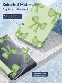 绿色领结图案平板电脑保护套，兼容 iPad Air 11 英寸 M3 2025 / M2 2024、Air 第五代 2022、(A16) 11 英寸第十一代 2025，兼容三星 Galaxy Tab、Kindle Paperwhite 第十二代 2024，透明背壳，时尚图案保护套，支持自动睡眠/唤醒功能，气囊保护，适合送礼和办公使用。 - 彩色 - 查看 9