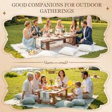 Extra Large Outdoor Boho Picnic Blanket With Table Runner And 6 Throw Pillows Covers For Outdoor Essentials Beach Accessories Garden Party Decoration Patio Park Lawn Grass Ground Festival Mat Beige XL - Màu nâu - Xem 4