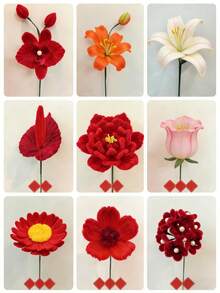 Tự làm bó hoa bằng dây buộc xoắn từ chất liệu nỉ. - 281 chiếc màu đỏ - Xem 9