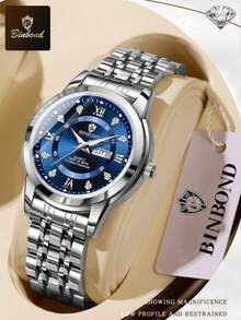 BINBOND B7169 Top Luxury Fashion Business Women's Quartz Watch, 30M Water Resistant, Day Date Calendar, Sports Ladies Wristwatch - Navy Blue - View 11