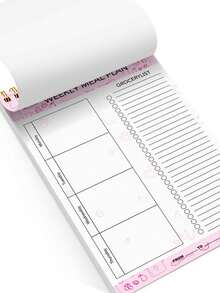 Weekly Meal Planner Magnetic Fridge Menu Notepad With Tear-Off Pages And Shopping List, Suitable For Back To School, Kitchen Essential, Office Supplies, Teacher's Day Gift, Mother's Day Gift - Pink - View 4