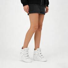 Hidden Wedge Sneakers For Women High Top Fashion Sneaker Suede High Heel Platform Tennis Triple Strappy Band Casual Vintage Dressy Comfy Campus  Retro Sneaker - 白色 - 查看 7